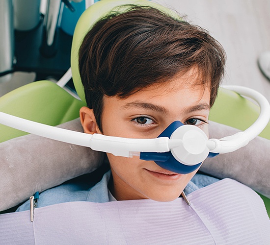 boy with nitrous oxide mask