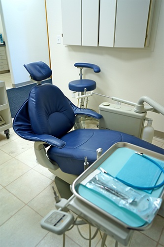 Blue exam chair