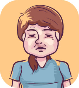 girl swollen face illustration 